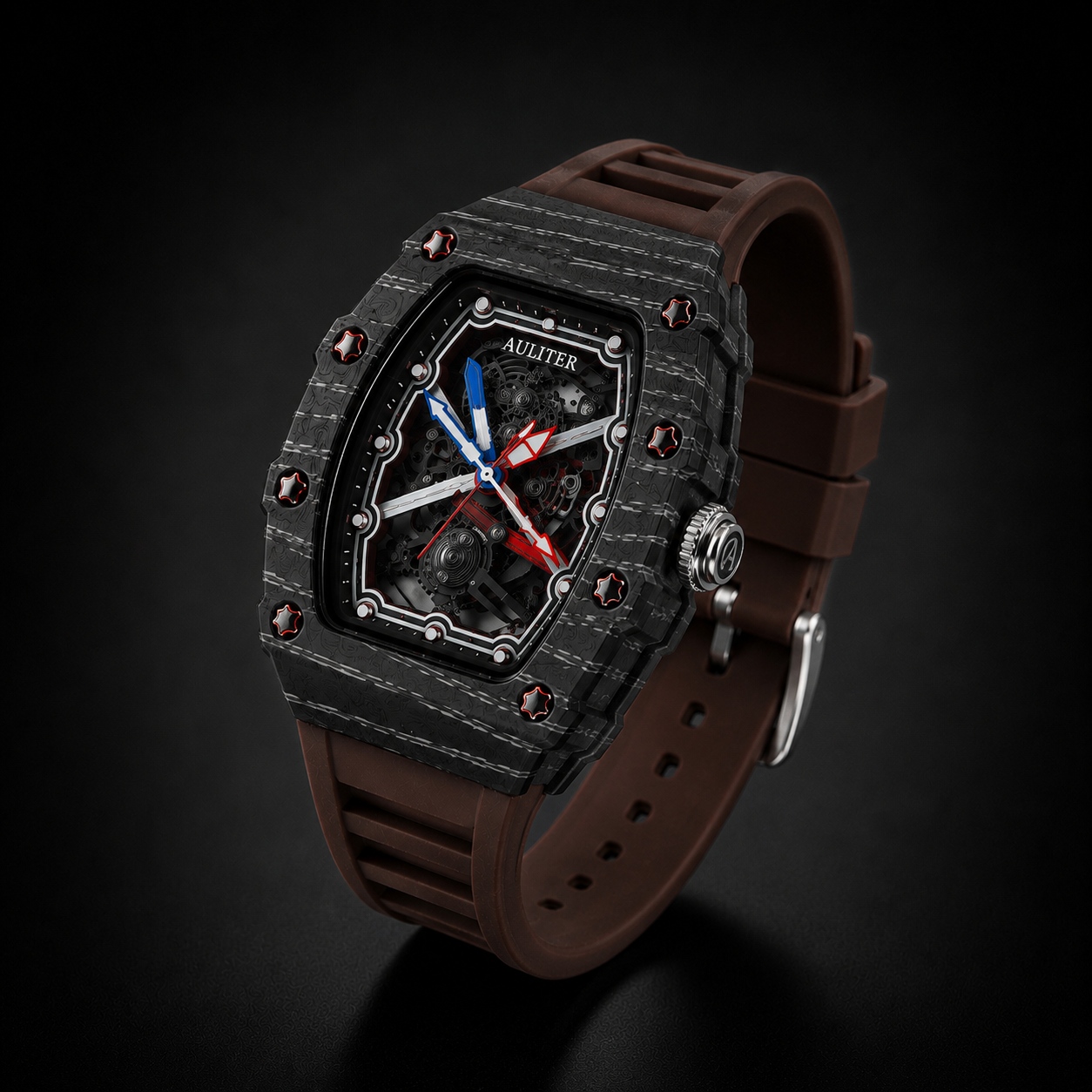AULITER Carbon Sport Skeleton Watch – Brown Edition