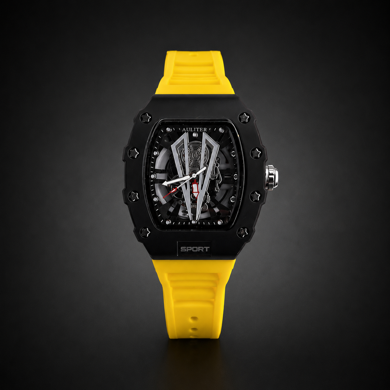 AULITER Carbon Sport Skeleton Watch – Yellow Edition