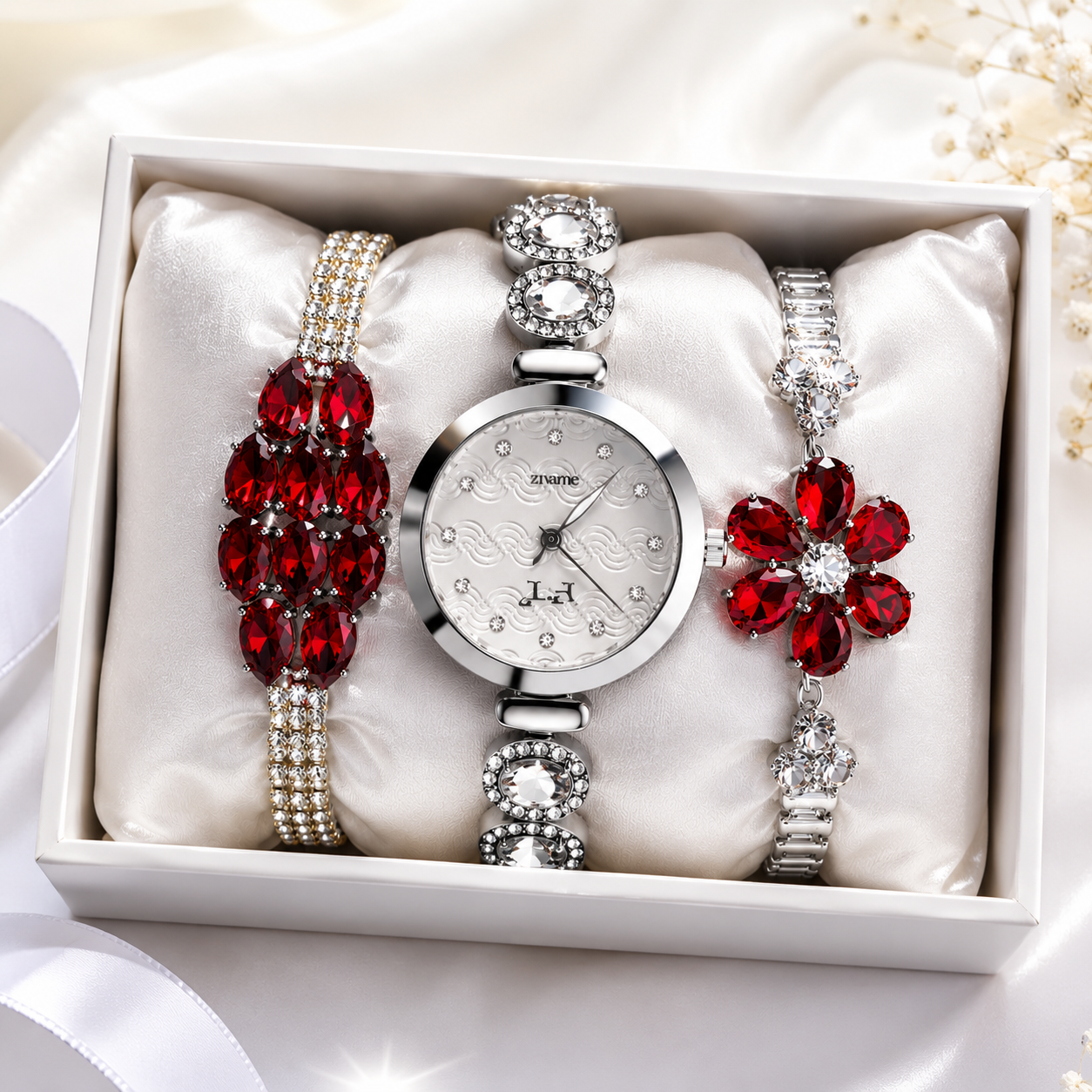 Ruby Éclat Luxury Watch & Bracelet Gift Set